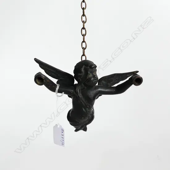 VICTORIAN BRONZE CHERUB LIGHT FITTING L. 180mm