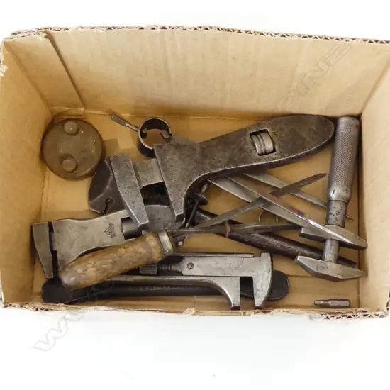 BOX ASST. ENGINEERS TOOLS; CALIPERS ETC