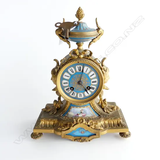 FRENCH SEVRES GILT MANTLE CLOCK H300MM