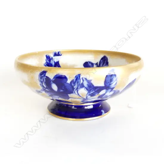 DOULTON BURSLEM BLUE IRIS LG FOOTED BOWL 265mm dia REPAIRS