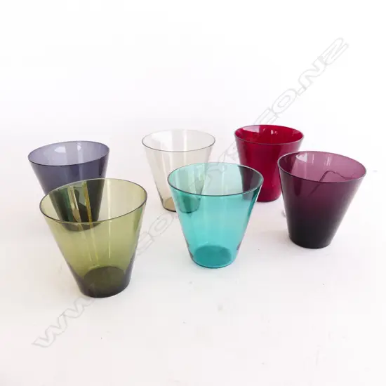 6 COLOURED WATER GLASSES H.80mm / 80mm dia