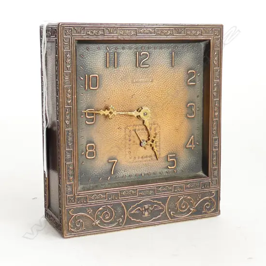 ANTIQUE ANSONIA USA HEAVY COPPER ALARM CLOCK H. 140mm