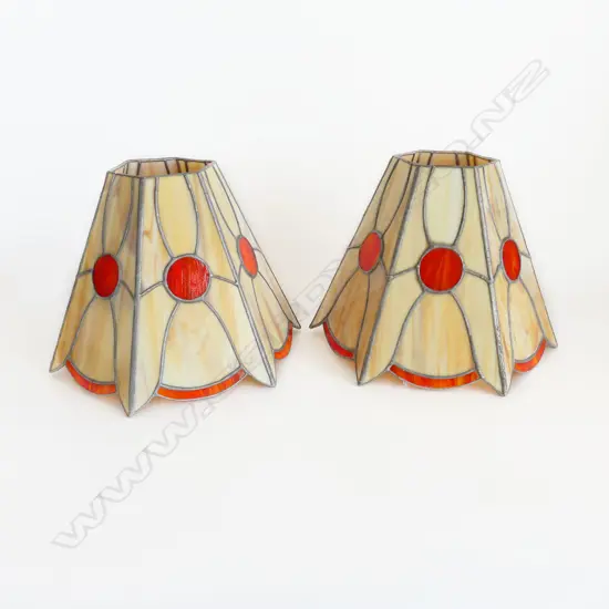 PR GLASS LEADLIGHT LAMP SHADES, H.205mm