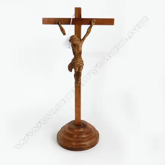 VINTAGE WOODEN CRUCIFIX ON STAND H. 370mm