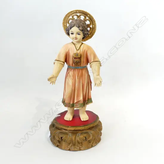 PAINTED CARVED WOODEN RELIGIOUS FIGURE H.420mm - MINOR LOSSES