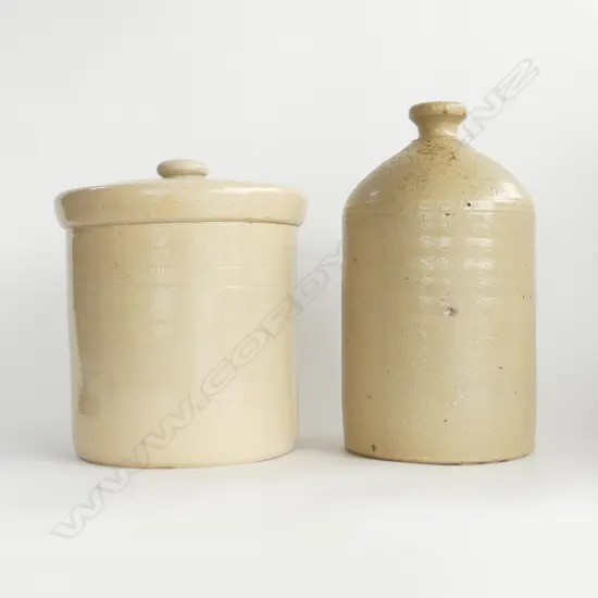 2 UNMARKED CROCKS; LIDDED TIMARU POTTERIES + OTHER H.330mm