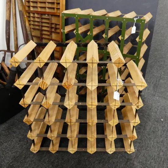 2 WOOD & METAL WINE BOTTLE STORAGE RACKS H.595mm