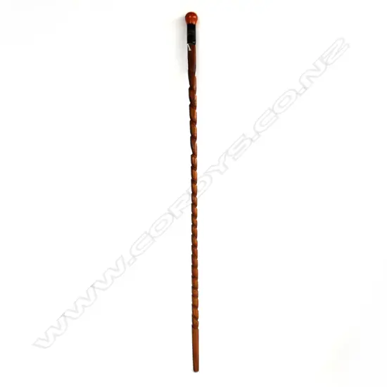 VINTAGE BARLEY TWIST WALKING STICK WITH BAKELITE HANDLE