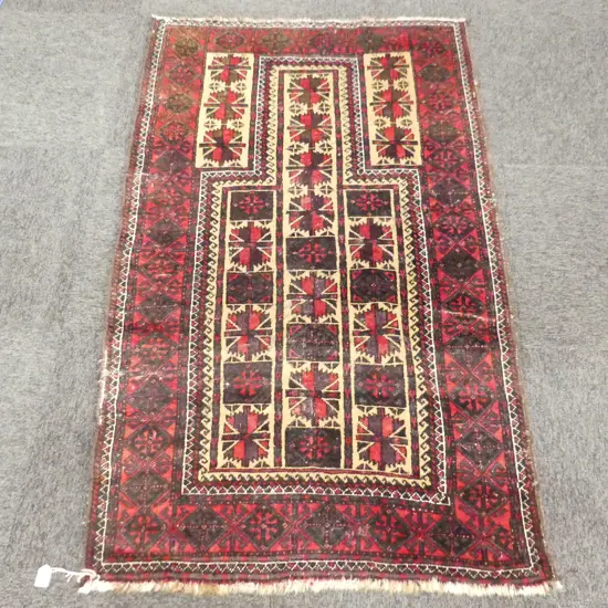 HAND KNOTTED ALL WOOL PRAYER RUG 1500x880mm