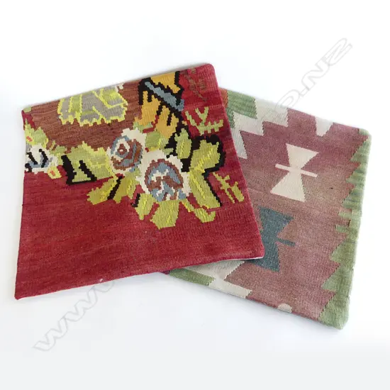 TWO LG TURKISH KELIM CUSHION COVERS 500 X 500mm