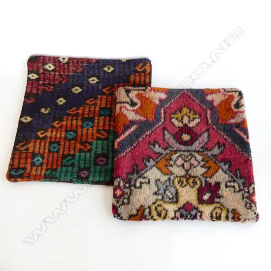 TWO ASST TURKISH KELIM CUSHION COVERS 400 X 400mm
