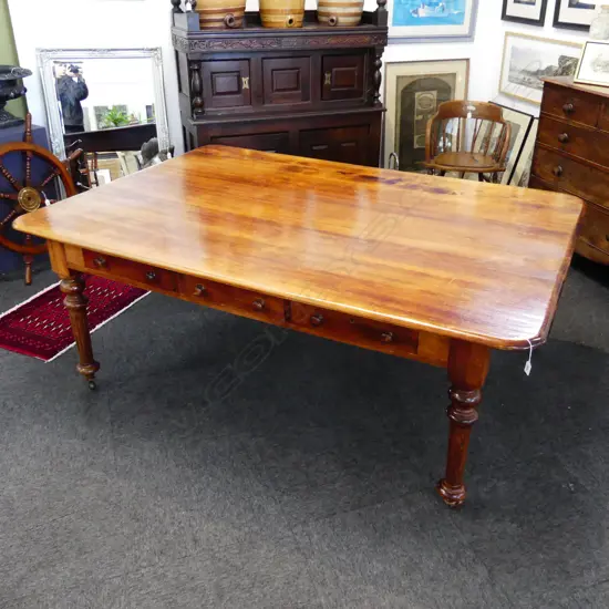 LG VICTORIAN LIBRARY TABLE w. 3 DRAWERS EITHER SIDE 1940x1325x730mm