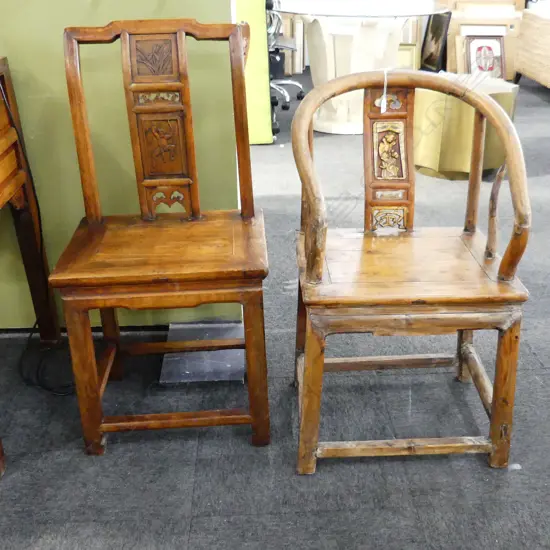 2 VINTAGE ORIENTAL WOODEN CHAIRS