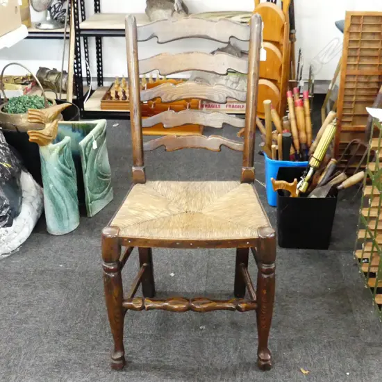 LADDER BACK CHAIR - WOVEN RUSH SEAT