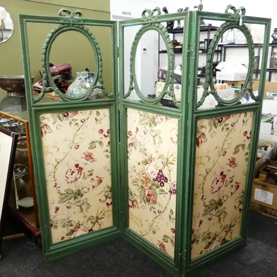 3 PANEL GREEN PAINTED FRENCH SCREEN 1555x555mm per panel