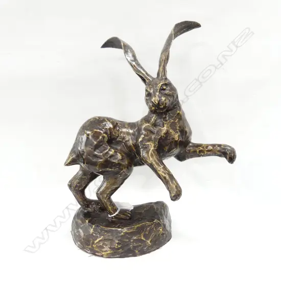 BRONZE HARE RUNNING ON BASE H. 410mm