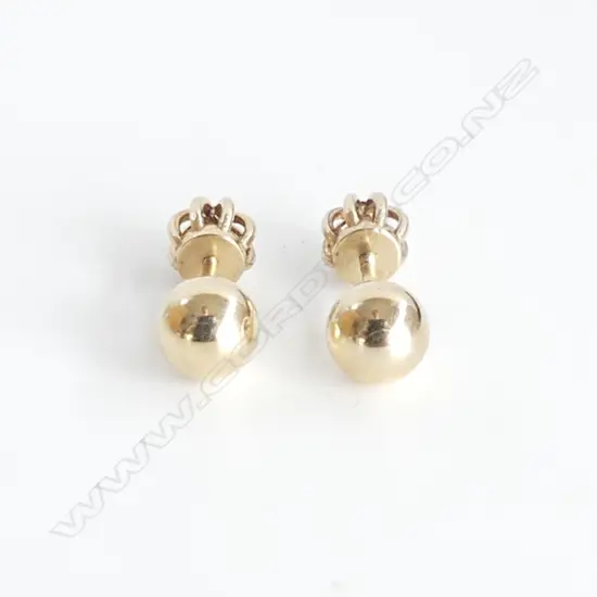 PR 9CT GOLD 6MM BALL STUD SCREW ON KEEPER EARRINGS 1.8GMS