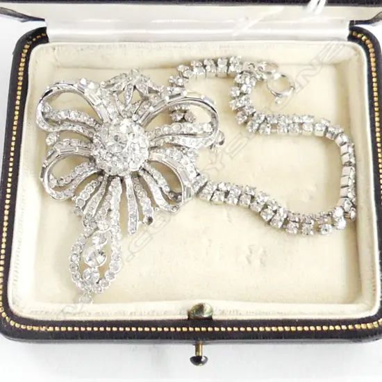 SWAROVSKI CRYSTAL TENNIS BRACELET & LARGE BROOCH