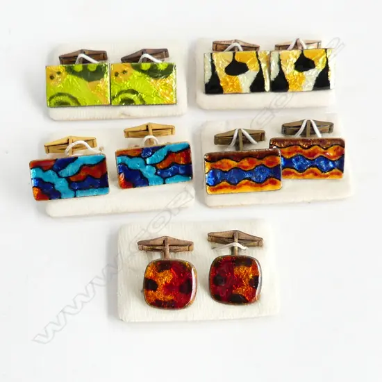 5 PRS ASSORTED VINTAGE ENAMEL CUFFLINKS; ALL NEW ON CARDS