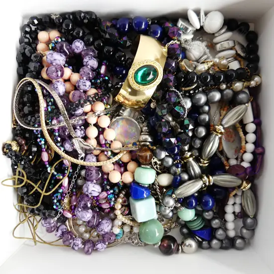 BOX LOT ASST COSTUME JEWELLERY
