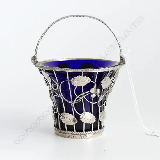 GEORGIAN London 1774 S/SILVER BLUE GLASS LINED CREAM PAIL. H.100mm  by William Plummer