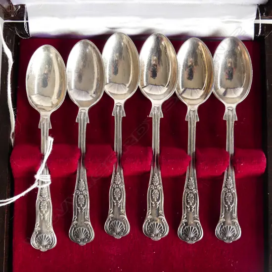 CASED SET S/SILVER KINGS PAT COFFEE SPOONS 50grms