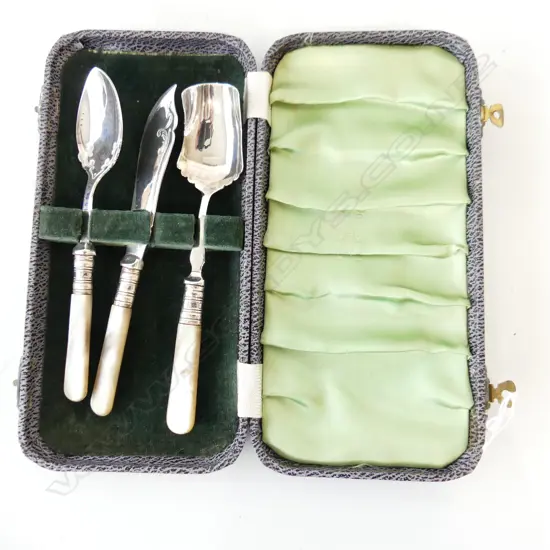 Cased EPNS set of Jam Spoon, Butter Knife, and sugar spoon.
