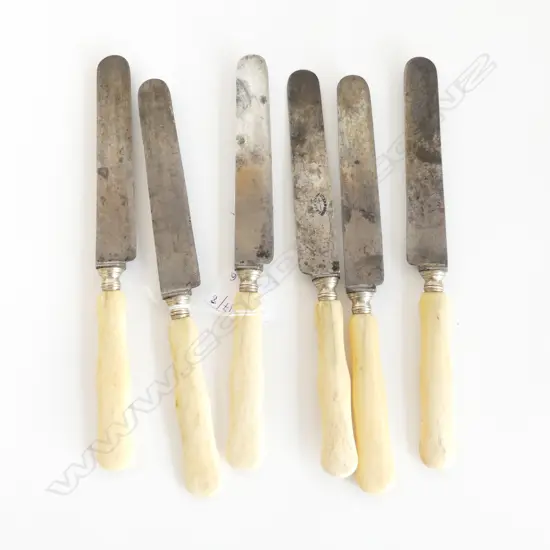 6 ANTIQUE REAL BONE HANDLED KNIVES L.240mm
