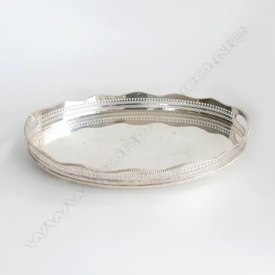 SHEFFIELD PLATE OVAL GALLERY TRAY L445MM