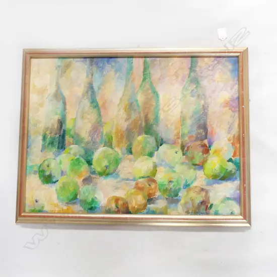 OIL STILLIFE FRUIT & BOTTLES  SIGNED MACK RODGERS L620 H500MM