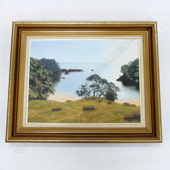 A. M. MORRIS 'GARDEN COVE' OIL ON BOARD 445x595mm