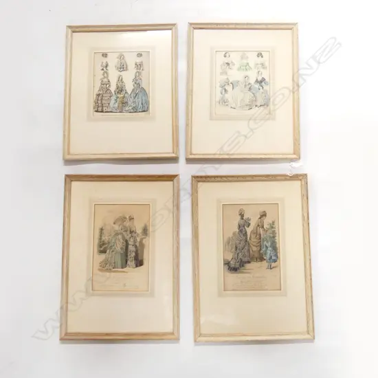 4 FRAMED VINTAGE LADIES FASHIONS PRINTS 