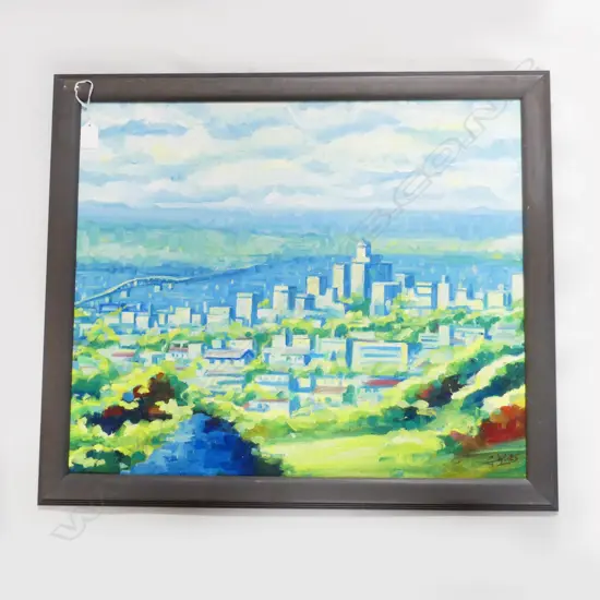 OIL  AUCKLAND CITY SIGNED GARY YVES H580 L680MM