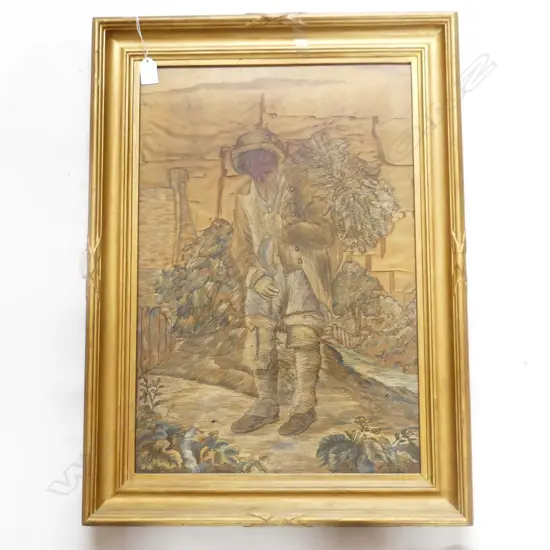 19TH CENT DISTRESSED SAMPLER HARVESTING MAN 