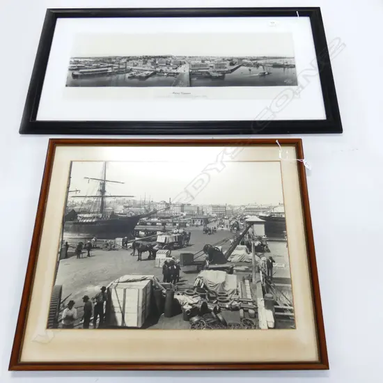 2 EARLY 20thC PHOTO PRINTS OF AUCKLAND WHARF 270x730 / 450x495mm