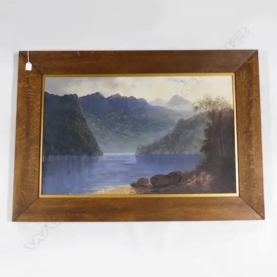 LARGE FRAMED OIL 'DOUBTFUL SOUND' UNSIGNED  850 X 540mm