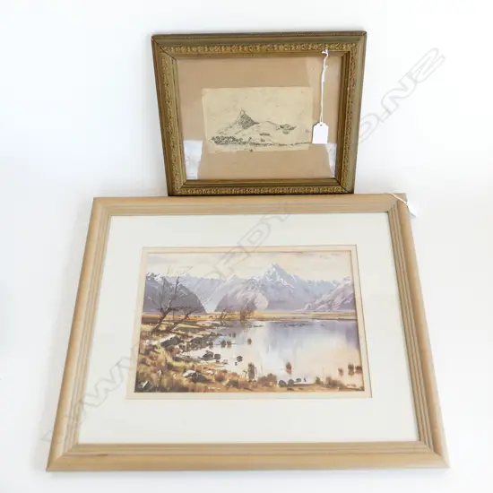 COLONIAL? SKETCH 100x175mm possibly Tokatoka Peak https://johnjamesstanaway.com/kaipara+ ASTON GREATHEAD PRINT 220x330mm