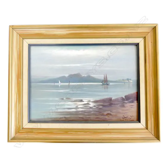 J. D. PERRETT, RANGITOTO FROM THE NORTH SHORE, OIL ON BOARD 240x340mm