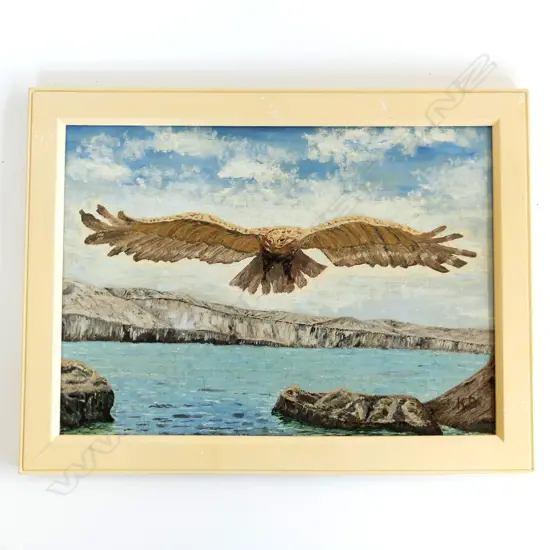EAGLE / BIRD OF PREY OIL ON BOARD INITIALLED 'K.B' 320x445mm