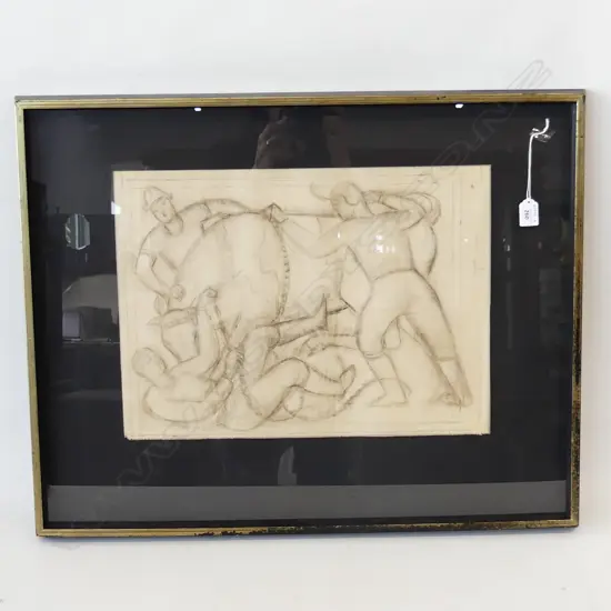 JOHN WEEKS GRAPHITE STUDY FOR 'THE BULL' 360 X 490MM
