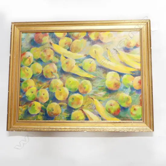 OIL STILLIFE  APPLES & BANANAS  SIGNED MACK RODGERS L700 H540MM