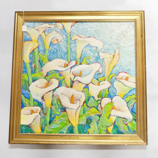 OIL STILLIFE LILLIES SIGNED MACK RODGERS H700 W700MM