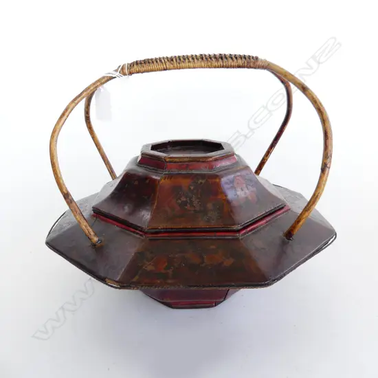 ORIENTAL OCTAGONAL LIDDED CONTAINER 300mm dia