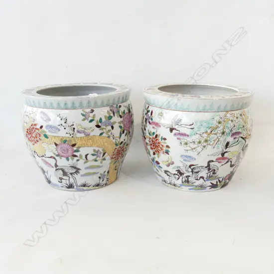 PR VINTAGE CHINESE FISHBOWLS / JARDINERES H.260 / 300mm dia