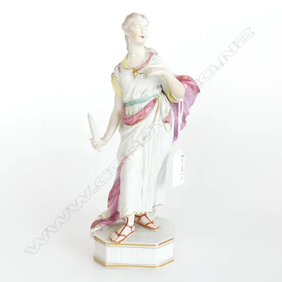 19thC FIGURE; CLASSICAL WOMAN w. SWORD H.240mm (repairs)