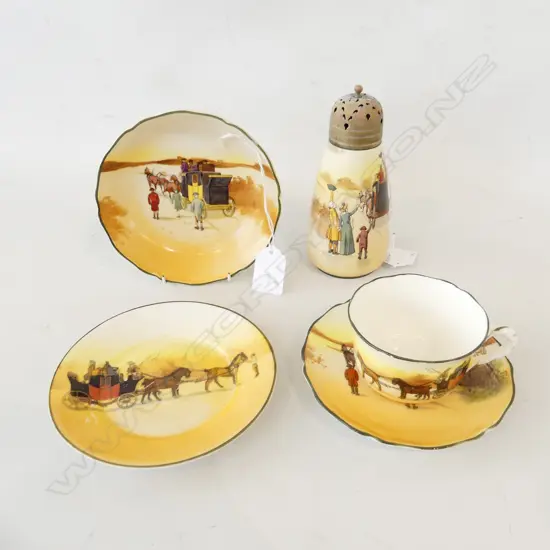 3PCS R/D COACHING PAT CHINA CSP  SUGAR CASTER & DISH  130MM