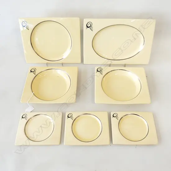 7 ROYAL STAFFORDSHIRE CLARICE CLIFF THE BIARRITZ PLATES,  3 X 165 X 135,  2 X 225 X 195, 1 X 265 X 210 &1 X 310 X 210mm