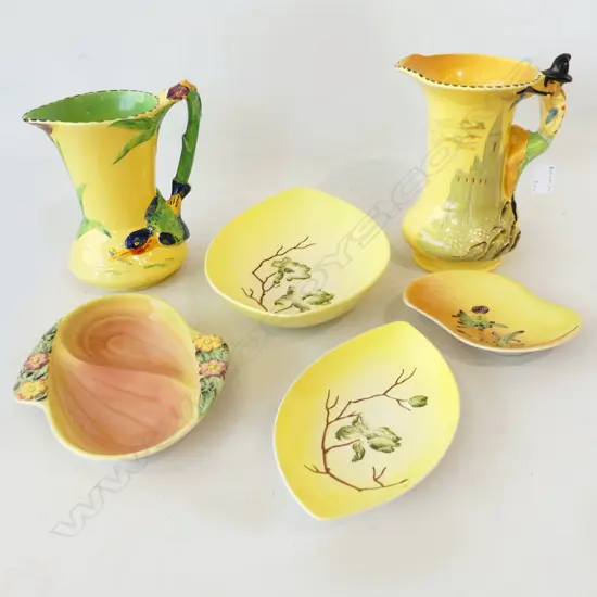 6 PCES CERAMICS; 2 BURLEIGH JUGS H.215mm, 4 DISHES