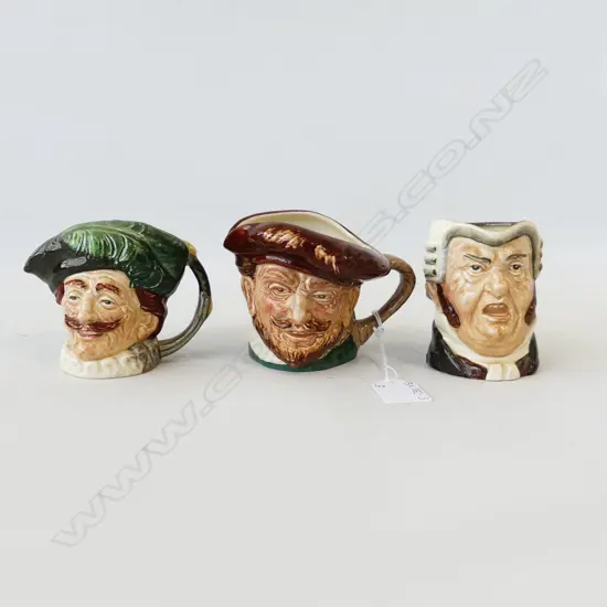 3 SM ROYAL DOULTON TOBY CHARACTER JUGS, LARGEST 85mm