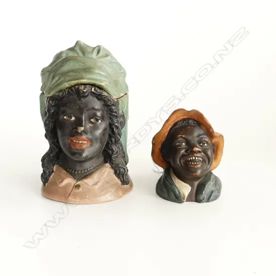 ANTIQUE TOBACCO JAR AND VESTA IN BUST FORM